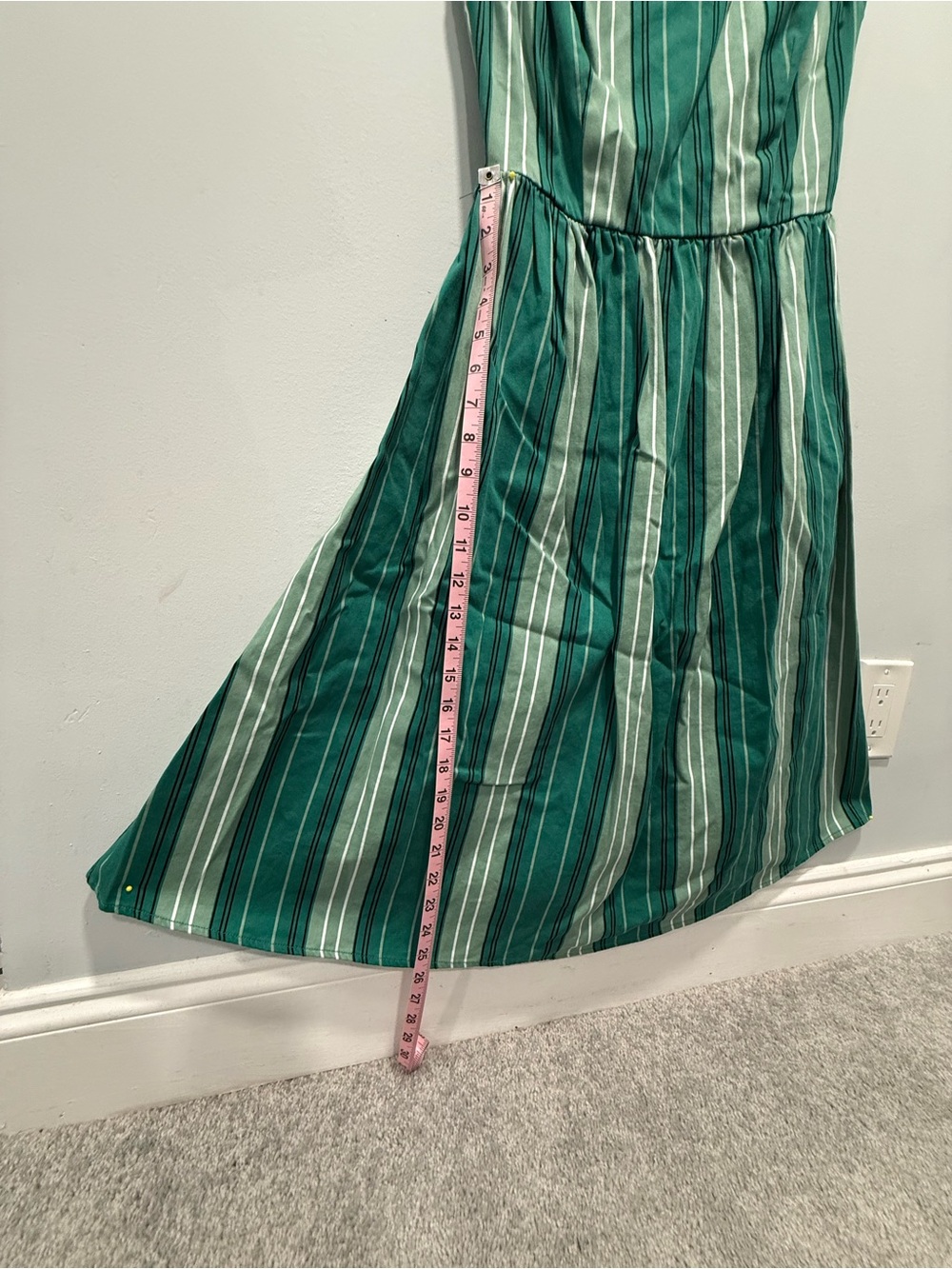Collectif Green and White Striped Crisscross Midi Dress - Picture 5 of 6